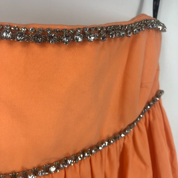 Nxt LVL Unique Designer Orange Diamond Tiered Midi Dress Size 36 / XS - Picture 5 of 7
